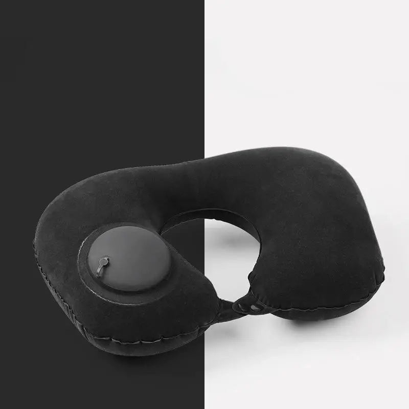 Car Portable Neck Protection U-shaped Compression Inflatable Pillow, Outdoor Nap, Camping, Travel Flocking PVC Airplane Pillow