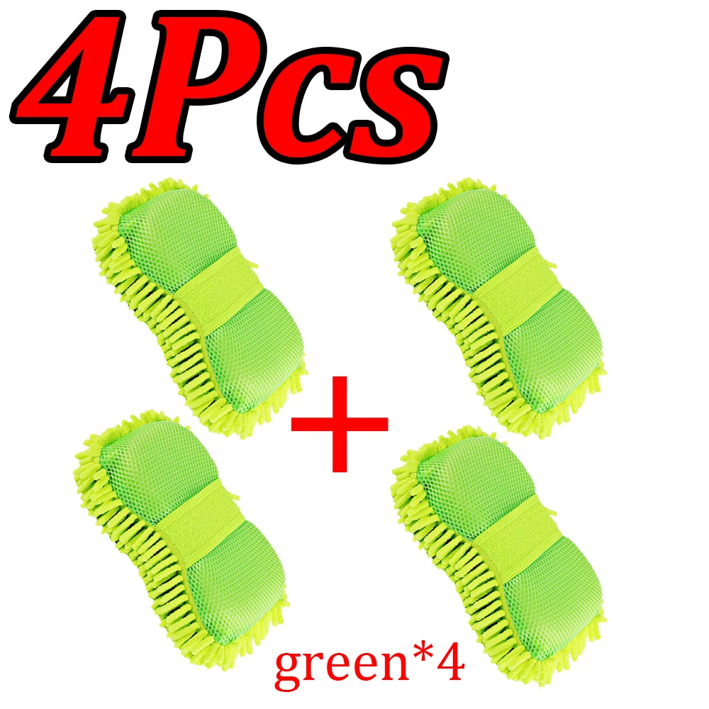 1-4Pcs Chenier Car Wash Sponge Car Gloves Automatic Washing Towel Gloves Ultra-fine Fiber Care Washing Brush Pad Cleaning Tool