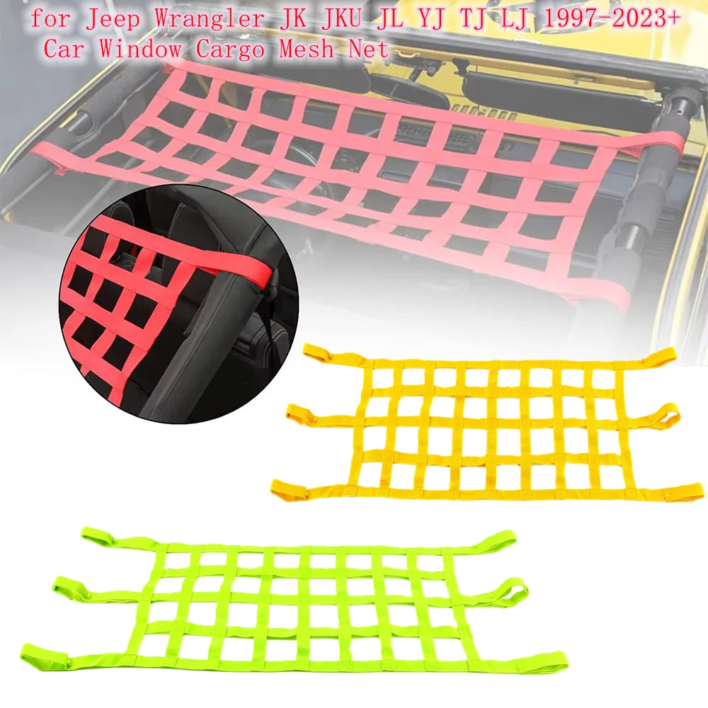 1x Car Roof Net Hammock Mesh Cargo Rooftop Netting Heavy Duty for TJ YJ JK JKU JL JLU JT 1987-2024 for Suzuki Jimny  JB74 19-23