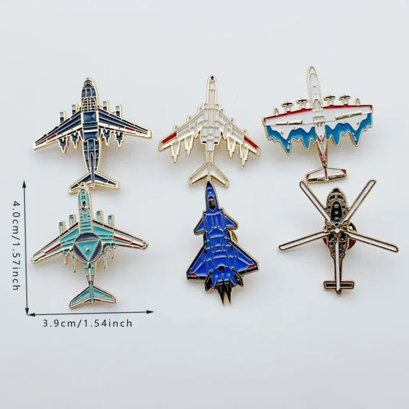 6pcs aircraft enamel brooch badge metal badge jewelry gift for friends and children