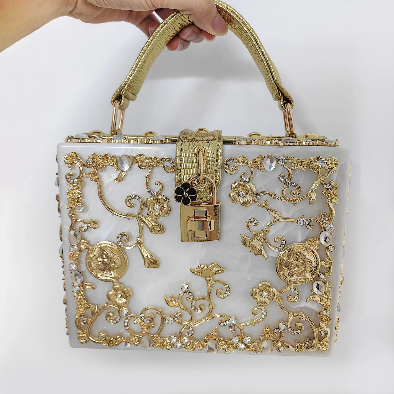 High Grade Acrylic Evening Bag Luxury Rhinestone Designer Clutch Purse Women Shoulder Bag Clutches for Wedding Party Handbag