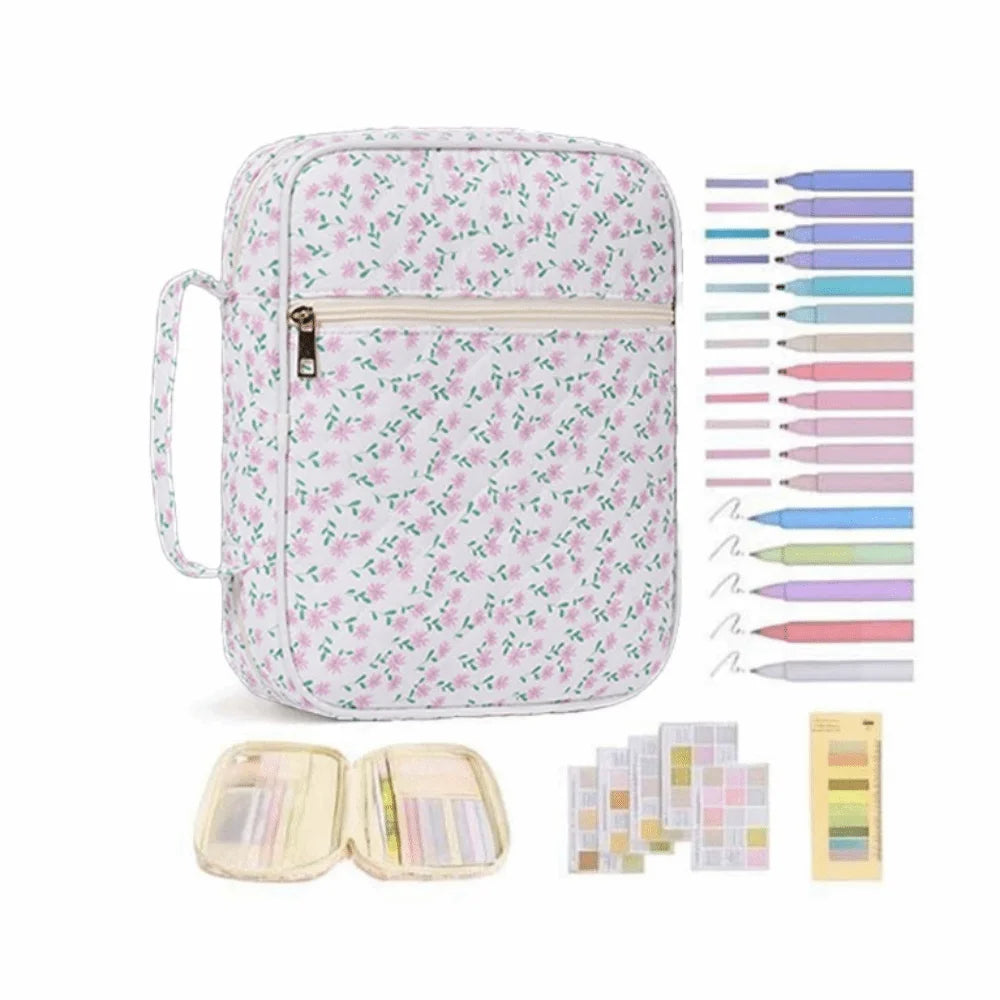 New Floral Design Bible Cover Case Zipper Pocket Handle Storage Bags Bible Cover Bag Prayer