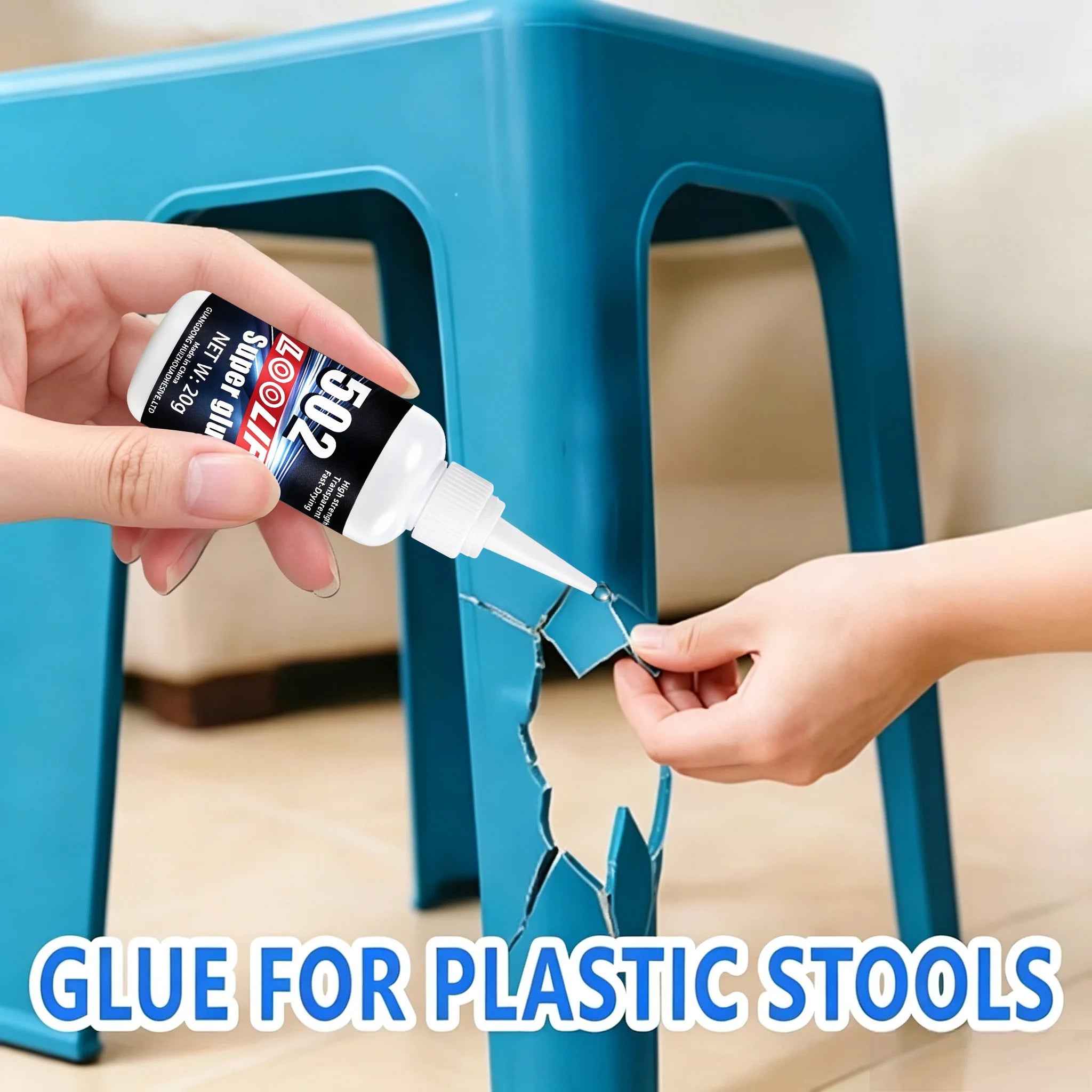 502 Super Strong Quick-Drying Adhesive, Professionally Used for Daily Repair of Toy Plastics, Is White, Transparent and Odorless