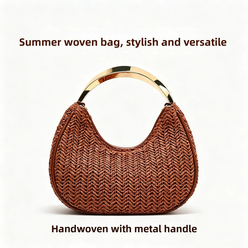 Elegant Metal Handle Dumpling Shaped Crossbody Bag for Women Lightweight Luxury Handbag Wedding Party Bag Ladies New Model
