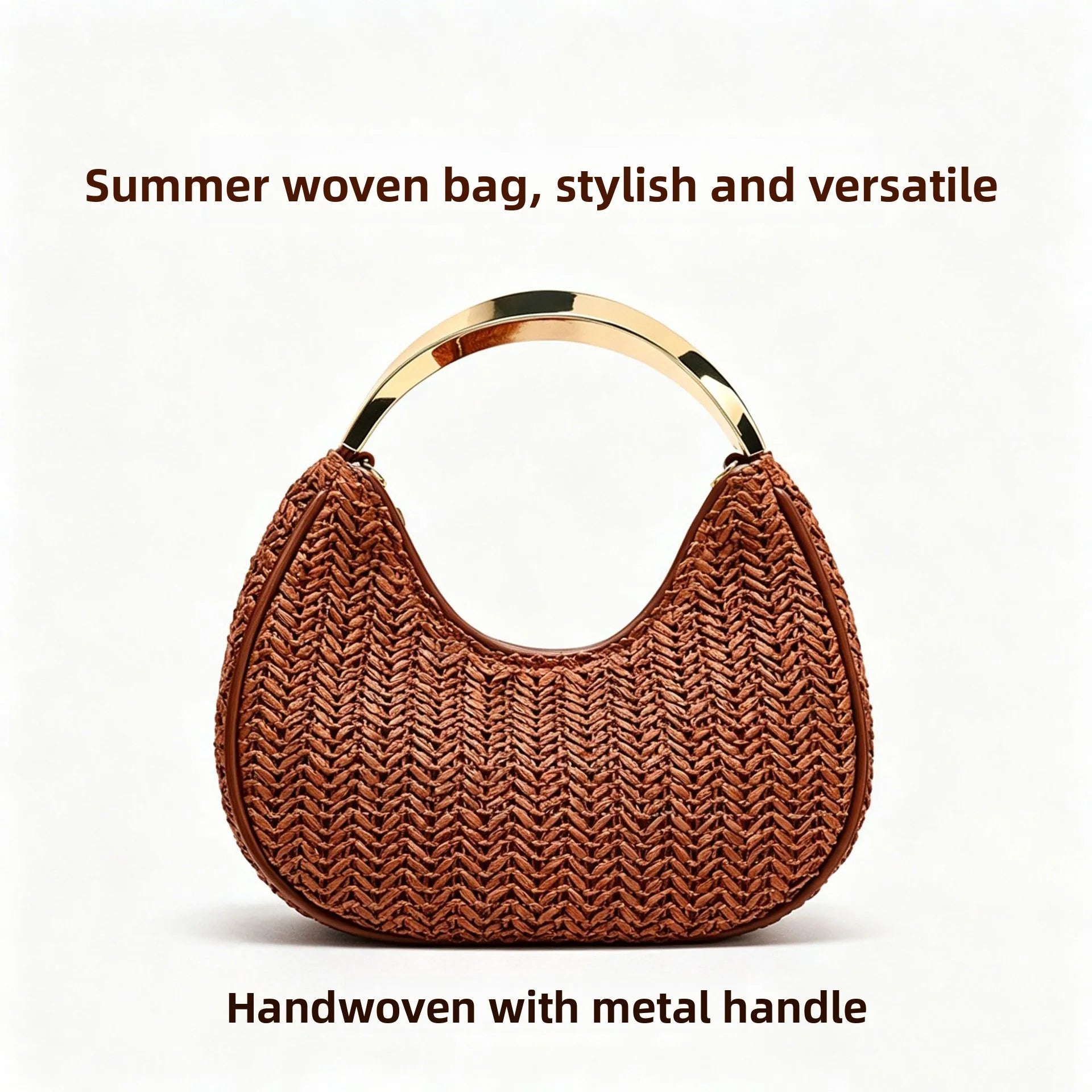 Elegant Metal Handle Dumpling Shaped Crossbody Bag for Women Lightweight Luxury Handbag Wedding Party Bag Ladies New Model