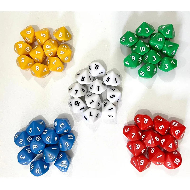 10 Pcs/set 10 Sided Digital Dice 1-10 Funny Puzzle Game  Random Color