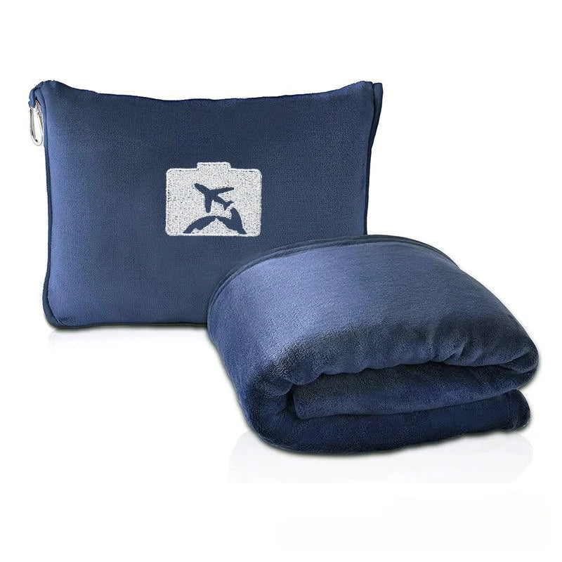 New Portable Airplane Travel Blanket Folding Storage Autumn Winter Nap Cover Blankets Solid Color Warm Picnic Flannel Blanket