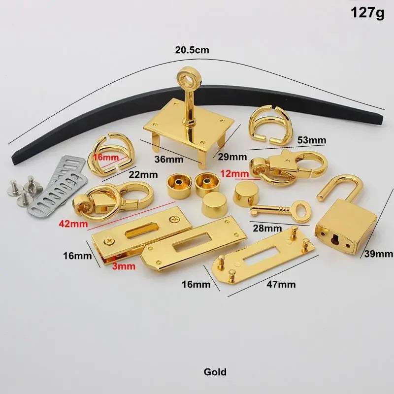 Fashion Metal Bag Locks Clasp Bag Lcok Set For Handbags Purse Tote Closures Snap Clasps DIY Craft Hardware Case Bag Accessories