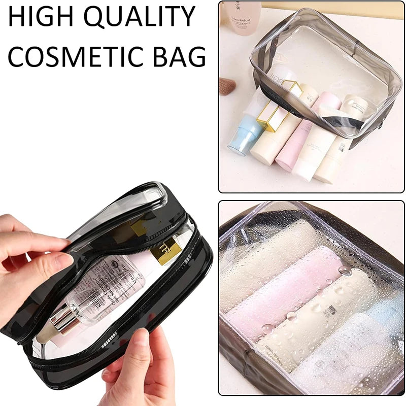4 Pcs Clear Travel Toiletry Bag Makeup Bag with Zipper PVC Waterproof Travel Wash Bags Portable Storage Bag Cosmetic Bag Set