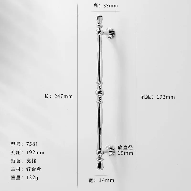 Bright Chrome Silver Wardrobe Door Handle Modern Minimalist Zinc-Alloy Pull for Cabinet Shoe Cabinet  Drawer Furniture Hardware