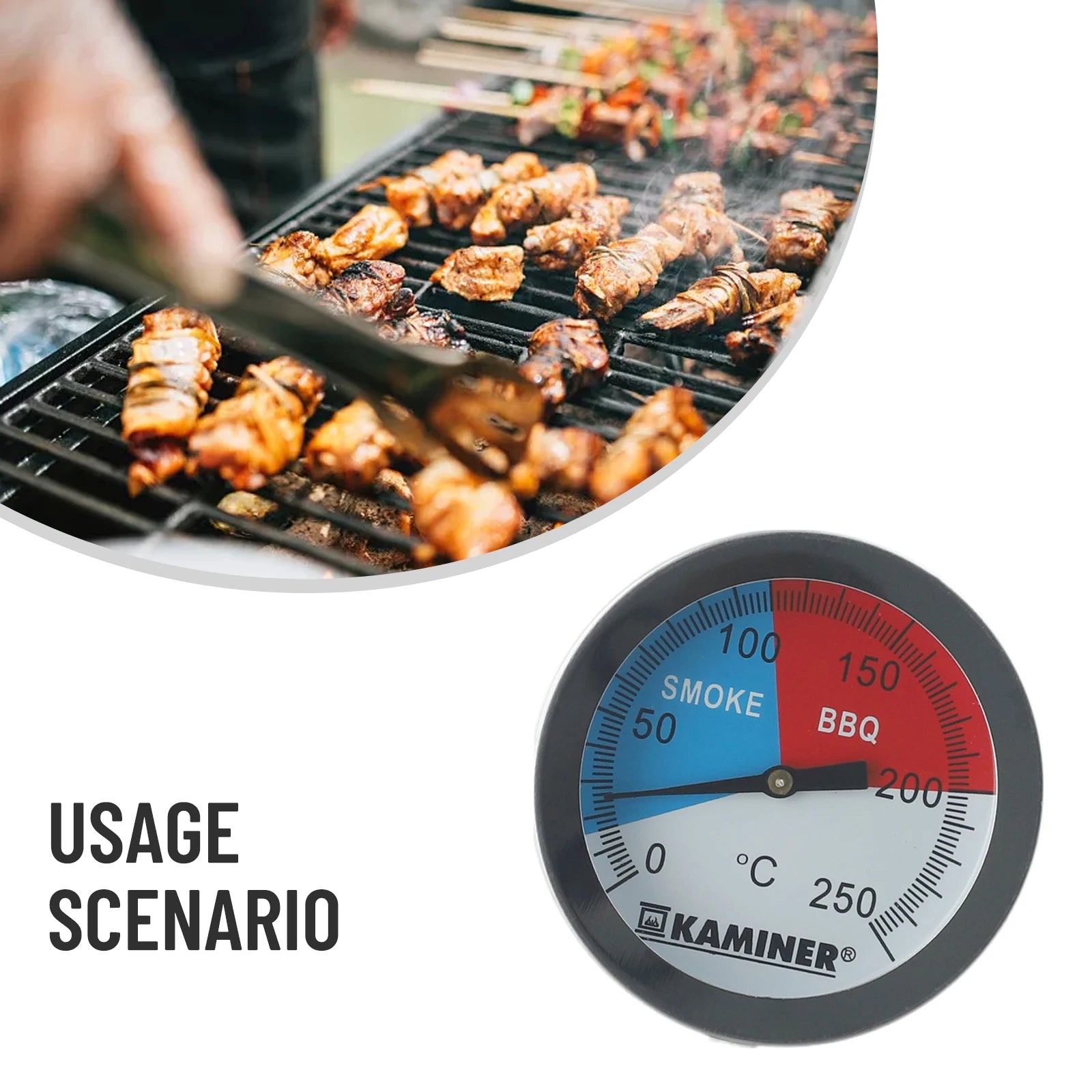 1x BBQ Grill Thermometer Stainless Steel Smokehouse/ Grill Thermometer Outdoor Camping Picnic BBQ Cooking Tools