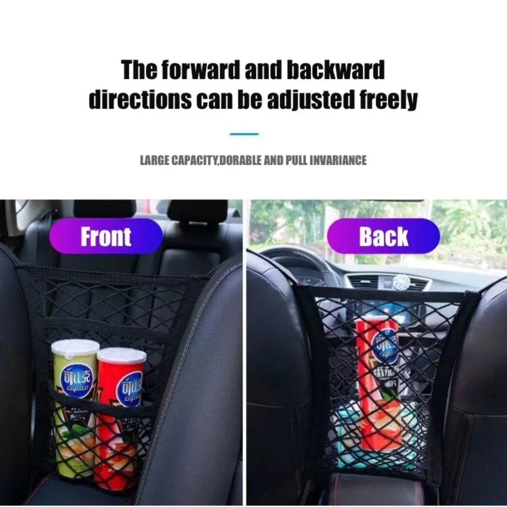 Car Seat Middle Storage Net Pocket Car Screen Elastic Children's Isolation Net Storage Net Seat Back Storage Bag