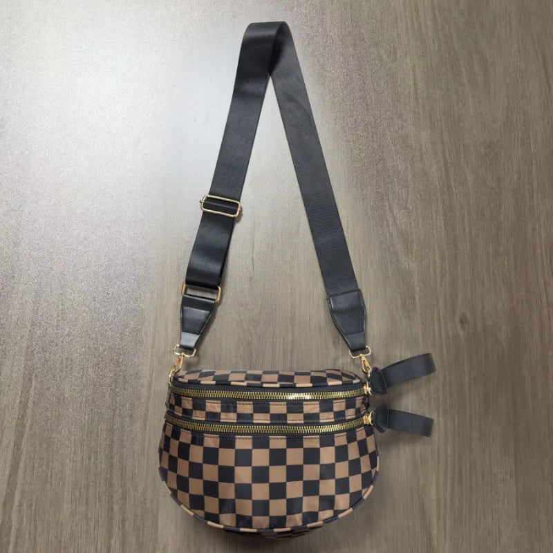 New checkered crossbody bag, shoulder bag, large-capacity shell bag