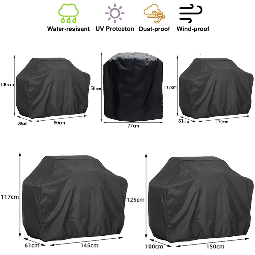 210D Waterproof BBQ Grill Cover, Heavy-Duty Outdoor Barbecue Protective Cover, Dustproof Anti-UV Cover for Garden Patio Barbecue