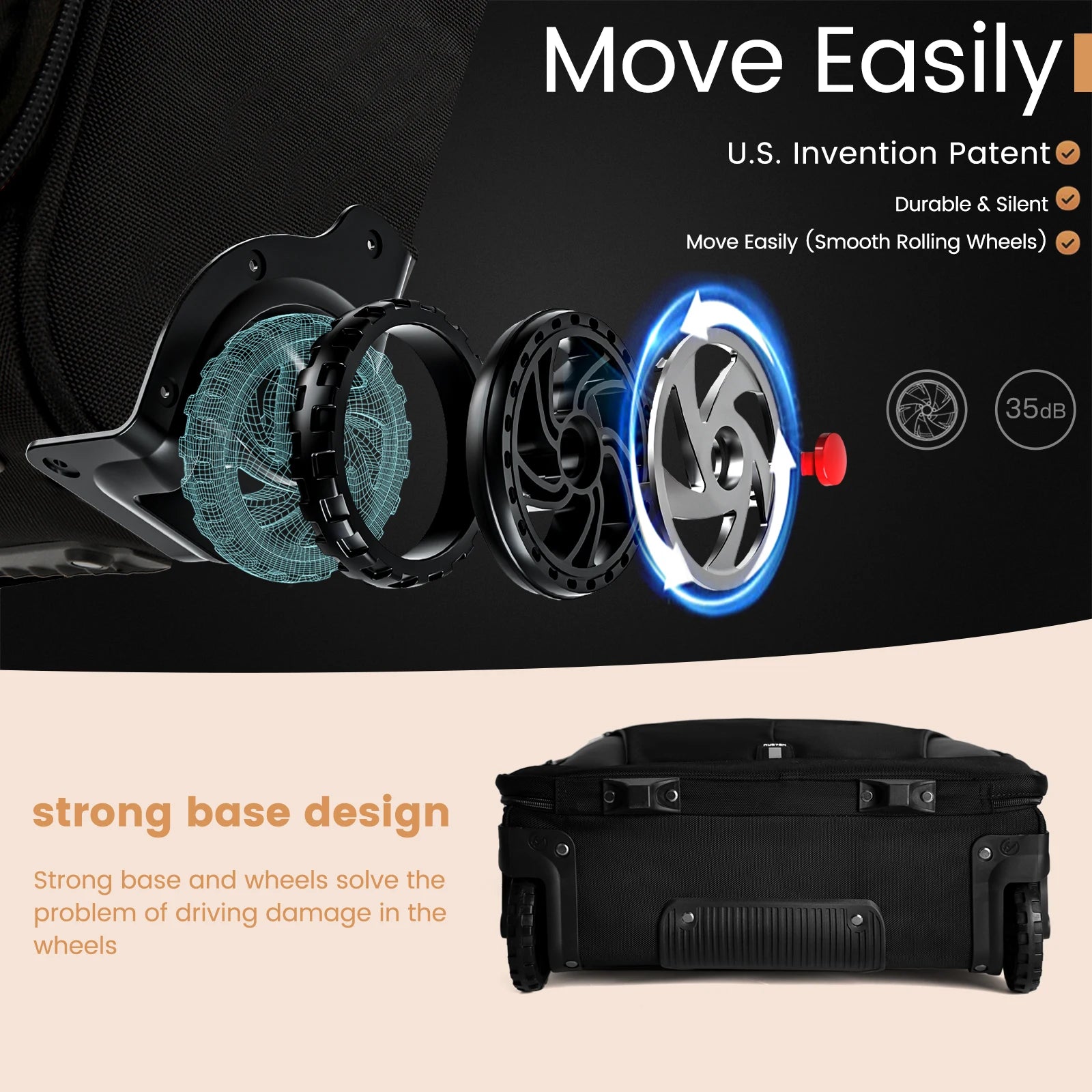 Rolling Backpack Carry On Luggage  Large Capacity Wheeled Travel Double Shoulder Bag Rolling Briefcase for Men&Women Waterproof