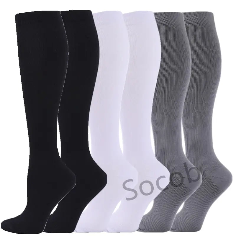 6/7 Pairs Compression Socks Varicose Diabetes Sock Running Cycling Hiking Touring Bicycle Marathon Outdoor Rugby Edema Long Tube