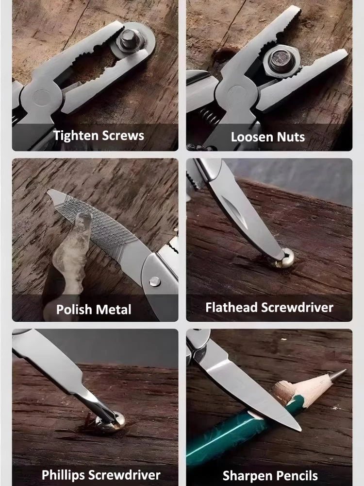 Mini Multifunctional Pliers 420 Stainless Steel Folding Pocket Tool with Keychain And Nylon Storage Bag