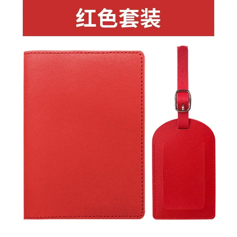 Travel PU Passport Cover Luggage Tags Wedding  Party Bussiness Gift Ticket Holder Passport Holder Case Travel Accessories Set