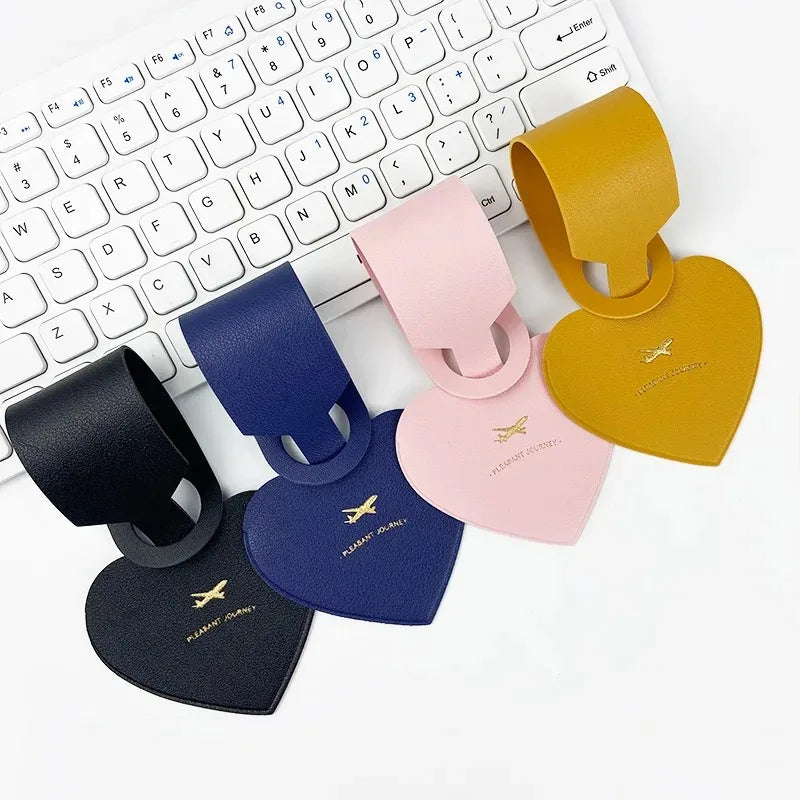 PU Heart Travel Luggage Tags Leather Solid Luggage Tags Luggage Boarding Tags Travel Accessories Packing Bags