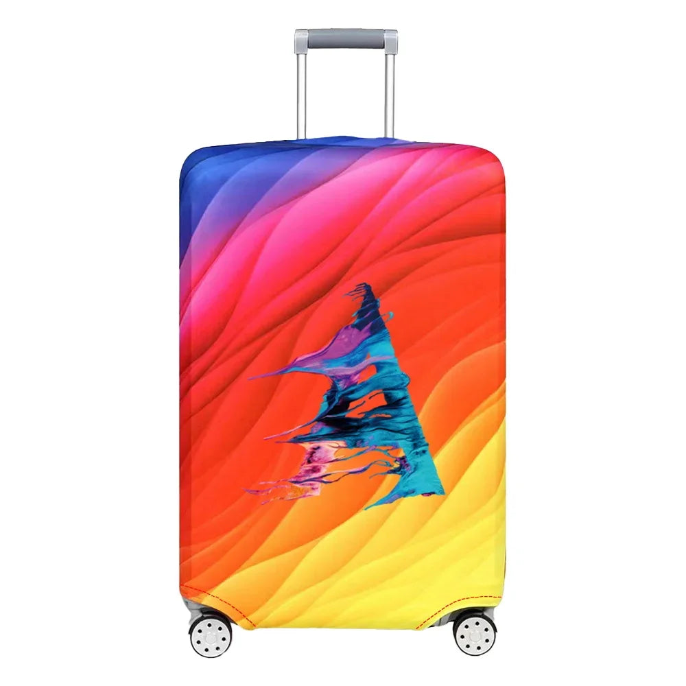 Luggage Cover Travel Suitcase Protective Cover Paint Letter Pattern Dust-Proof Stretch Fabric for 18-32 Inch Baggage Case
