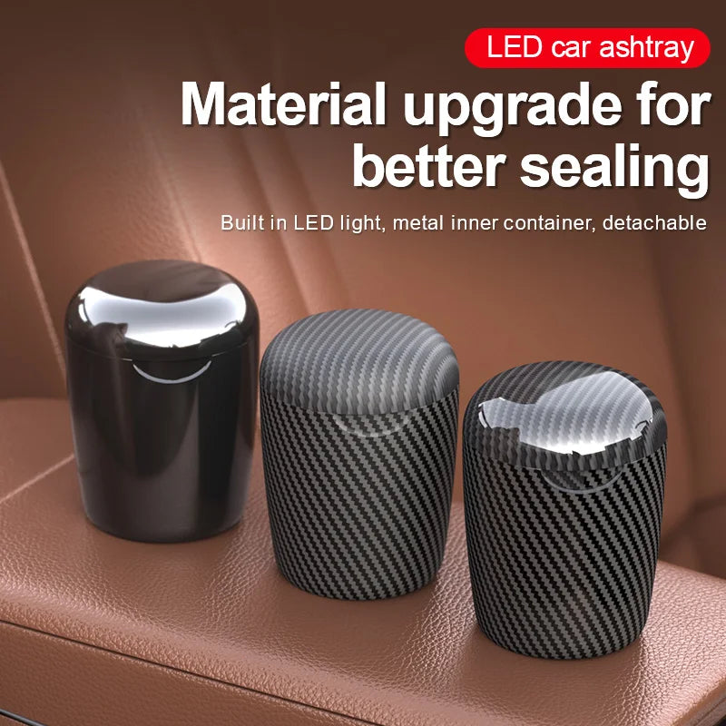 Car ashtray, universal one click open lid, personalized LED ambient light, ashtray, car smoke prevention and extinguishing box