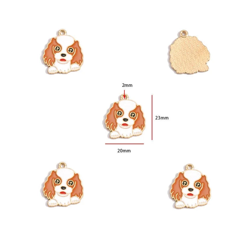 12pcs Alloy Drip Oil Cute Pet Dog Jewelry DIY Pendant Earrings Necklace Accessories Keychain Pendant Handmade