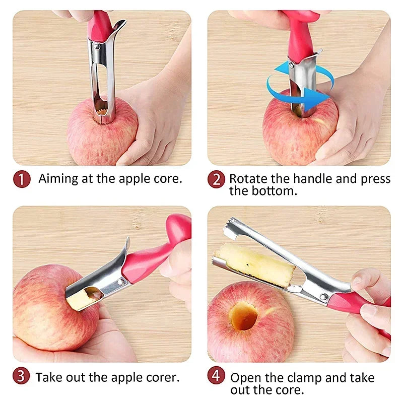 Premium Apple Corer Remover Stainless Steel Apple Pears Seed Core Tool Fruit Cutter Seeder Slicer Knife Kitchen Vegetable Tools