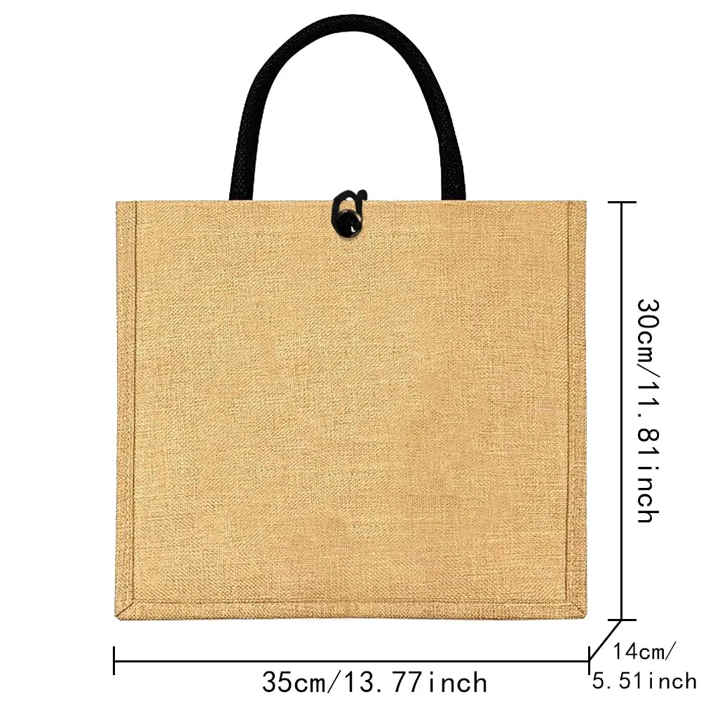 Flax Bag Fastener Handbag Organizer Storage Jute Tote Bags Imitation Cotton Women Valise Portable Jungle Tiger Printing Series