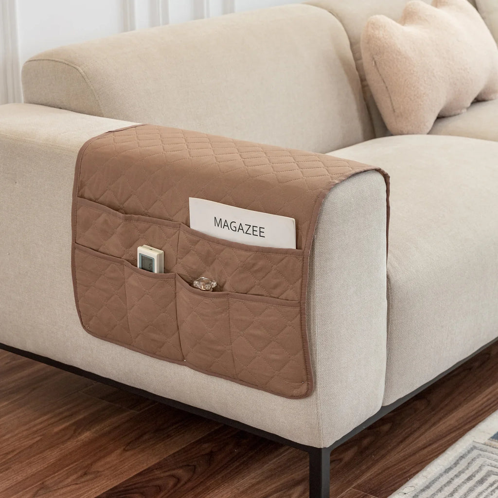 New Sofa Hand Towel with Storage Pocket Magazine Remote Control Sofa Recliner Armrest Clutter Management Bag