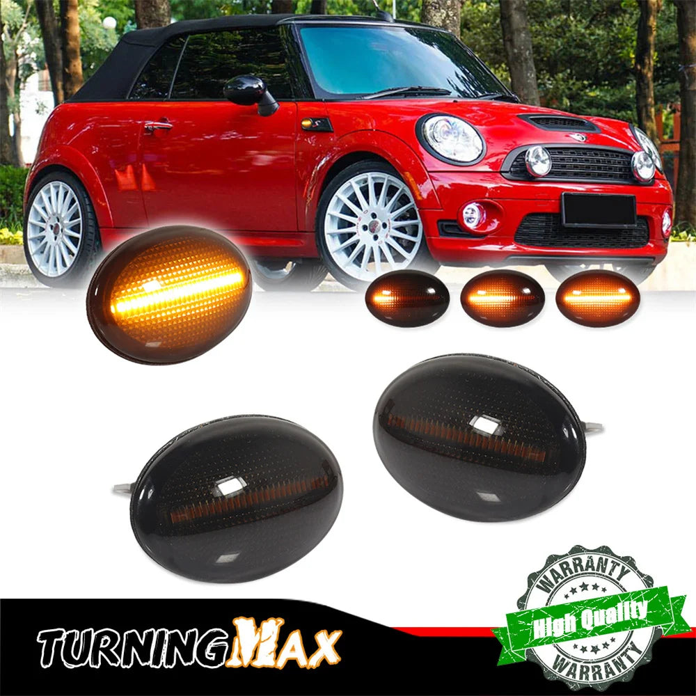 Amber Sequential LED Car Front Bumper Side Marker Turn Signal Lights For Mini Cooper R55 R56 R57 R58 R59 Fender Flare Lamps 12V