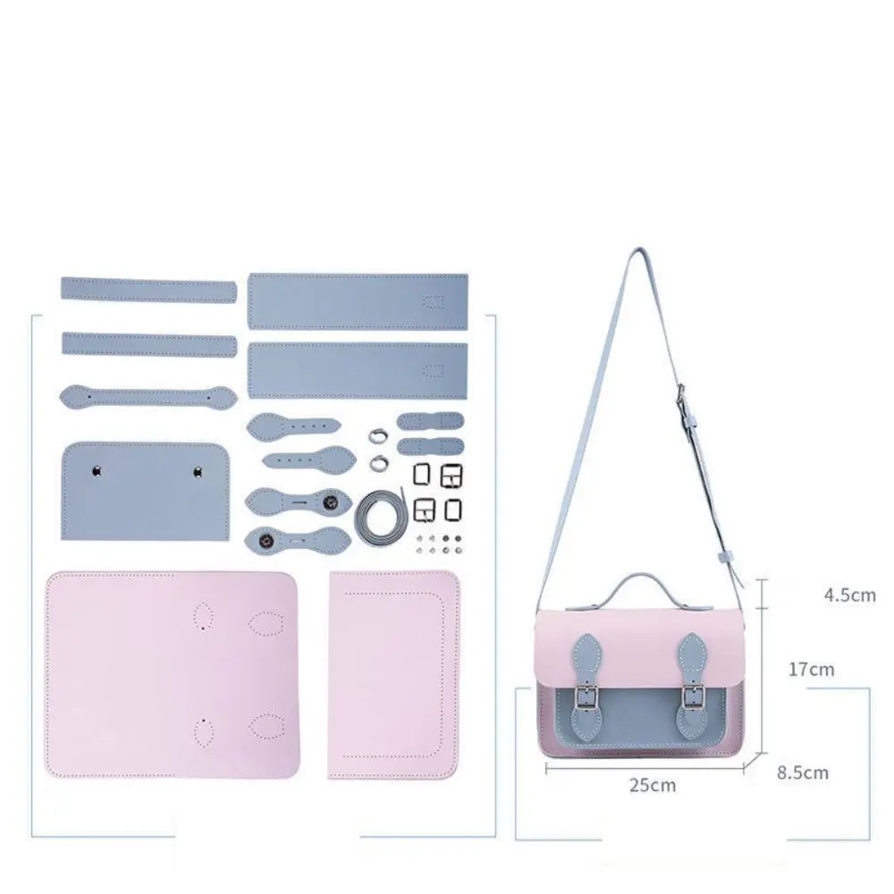 New PU Leather DIY Material Bag 10 Colors DIY Cambridge Messenger Bag Hand-stitched Self-made Bag Women