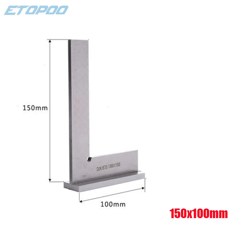 DIN875/2 Precision Machinist Square Ruler Carbon Steel Angle Ruler Engineer Square 90 Degree Right Angle Ruler