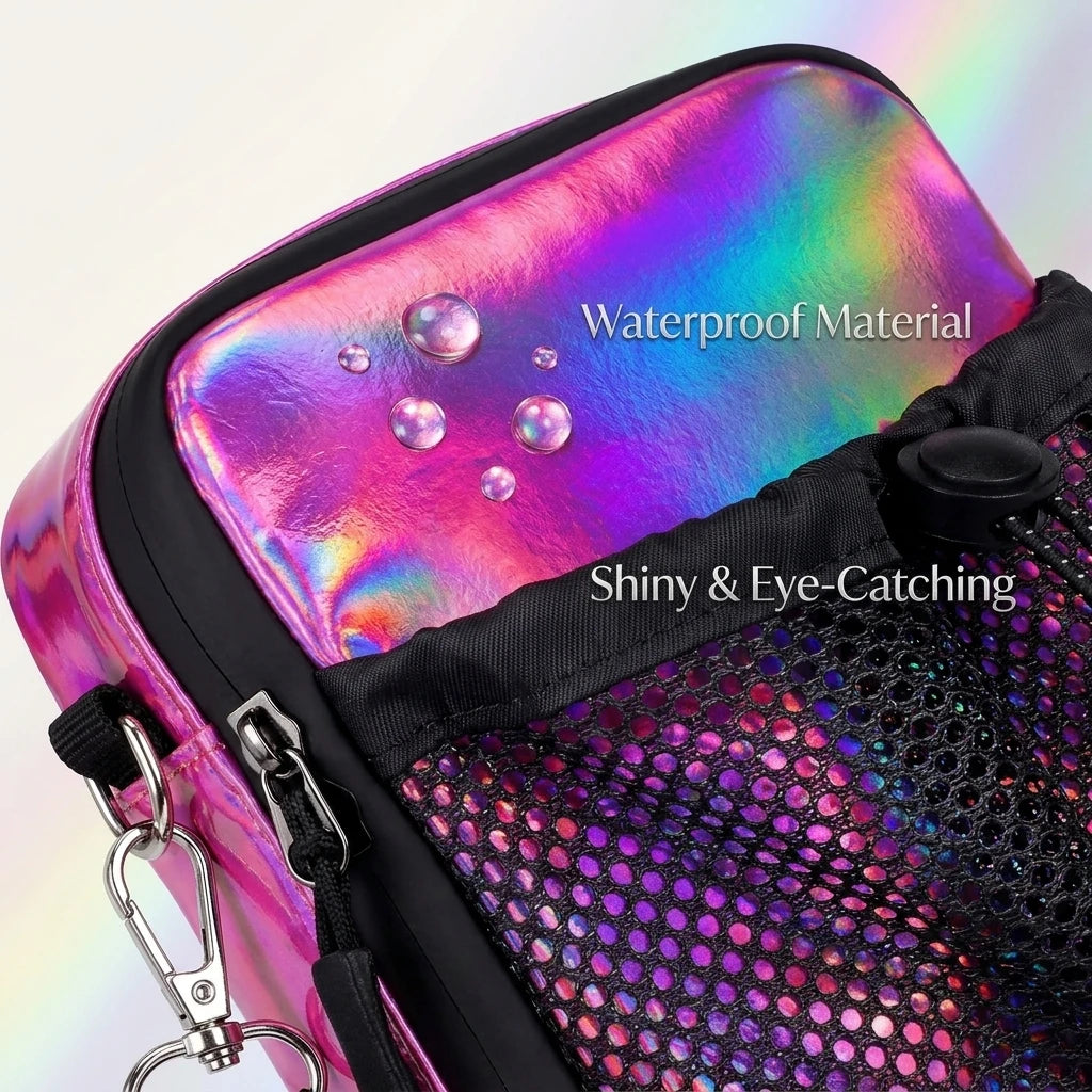 Waterproof Small Crossbody Bag Multi Pocket Shoulder Sling Bag Outdoor Travel Chest Bag with Mesh Pocket for Men Women