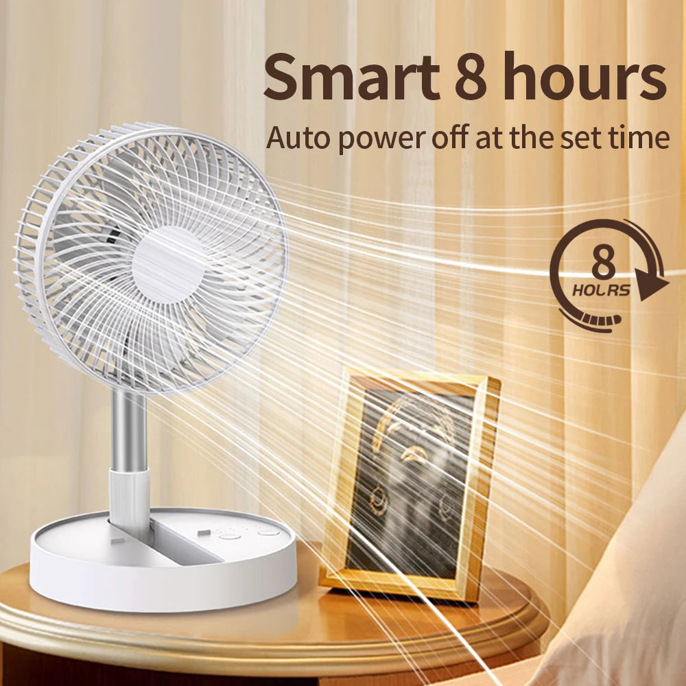 USB Foldable Portable Fan with 8inch 4 Speeds ＆ Timing, Battery Operated Mini Floor Fan for Bedroom, Indoor or Outdoor,Table Fan