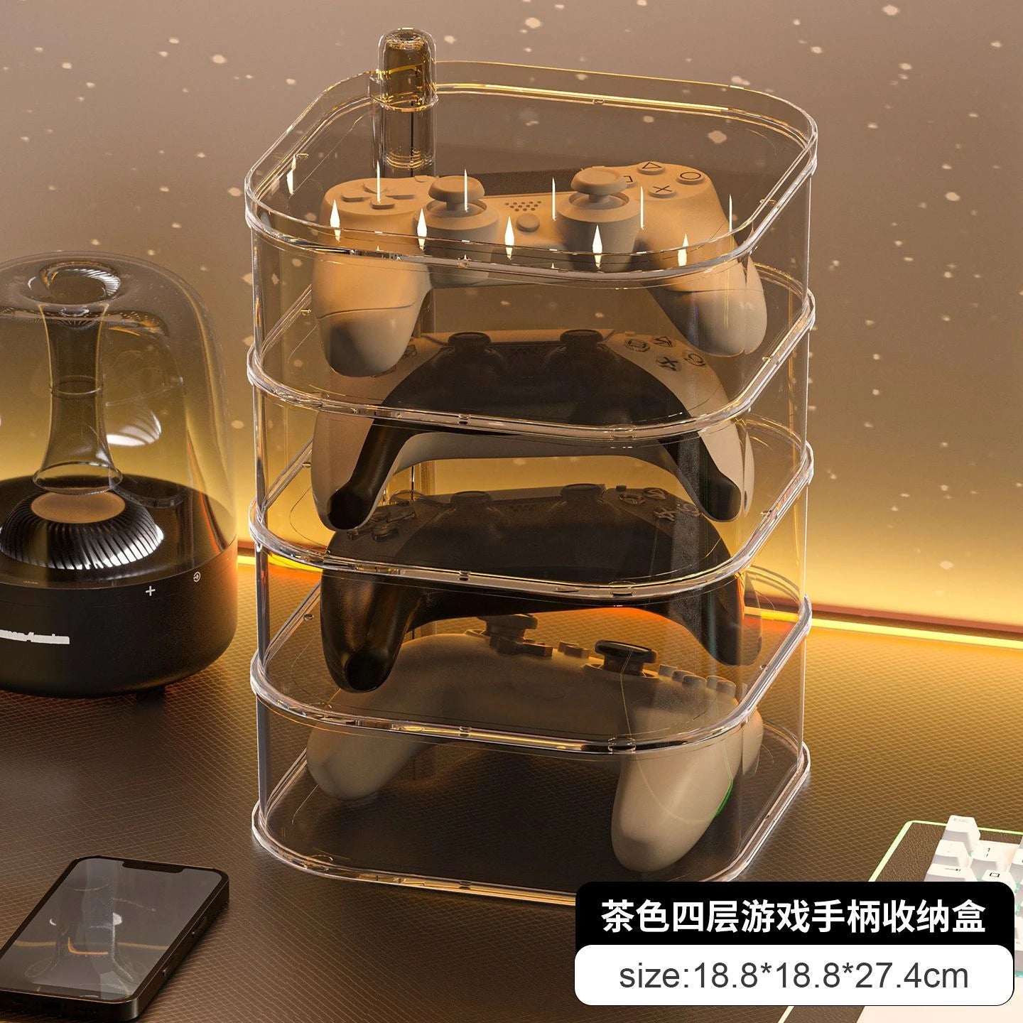 Controller Stand Storage Box,Large Capacity Multi-layer Game Console Card Holder Organizer for Desktop Display Home Storage