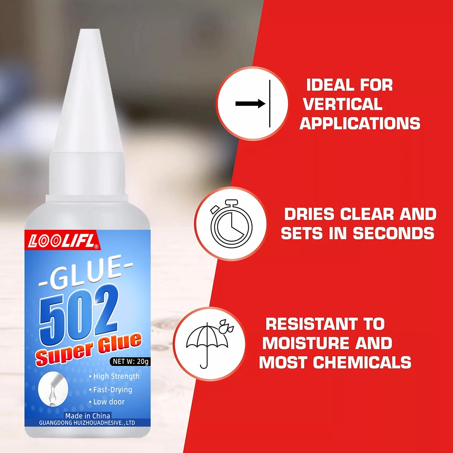 Super Glue Transparent 20g, Multi-Purpose Super Glue Cyanoacrylate Adhesive for Repairing Shoes, Ceramics, Plastic, Leather, Glass, Models, Metal, Wood, Pottery, Instant Bonding
