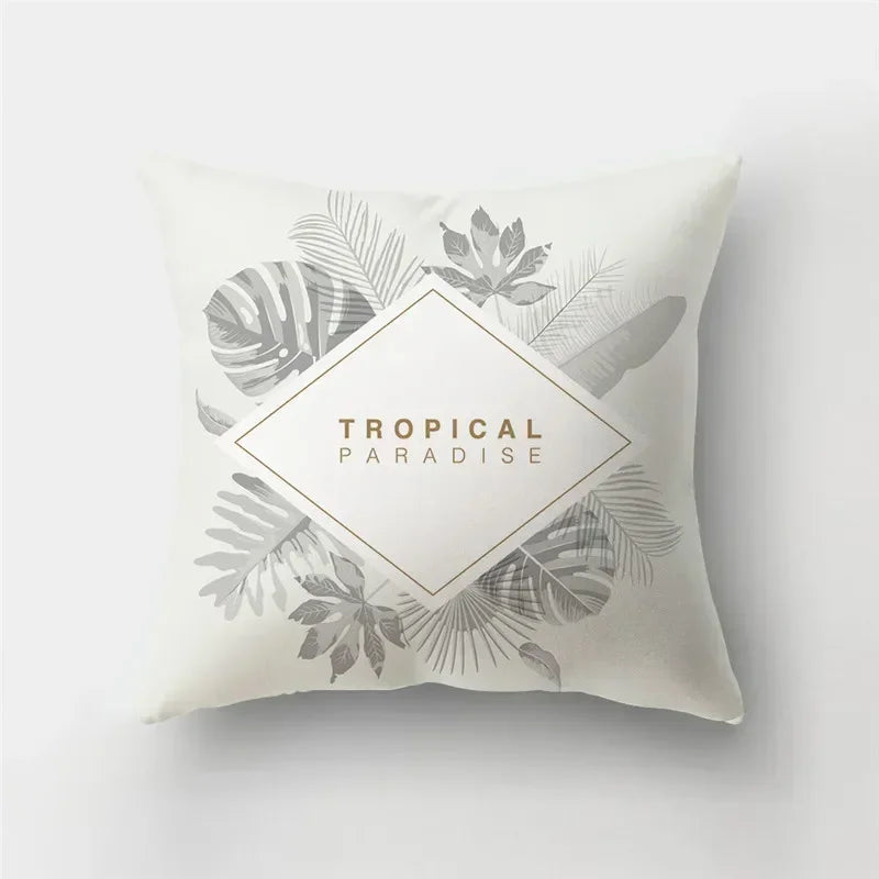 Fresh Summer Leaves Double-sided Printed pillow cover Short plush Suitable living rooms bedrooms sofas throw cushion cover