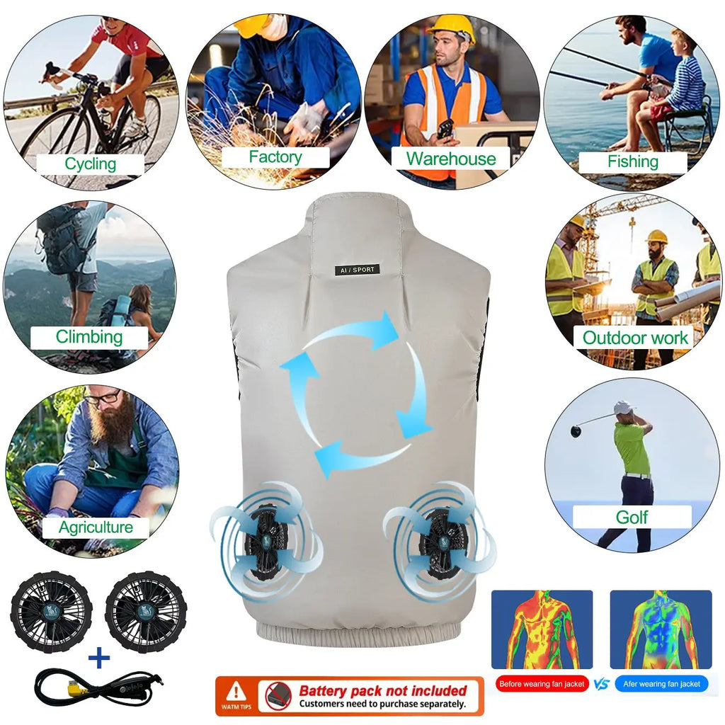 G-MACHT Summer Breathable Wearable Cooling 2-3-4Fans Vest Ice Cooling Air Conditioner Clothes For Outdoor Fishing Heat Resistant