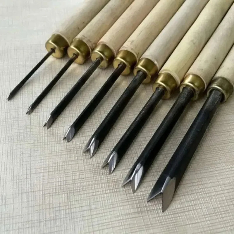 1pc 0.1-0.8cm V Type Exposedness Triangle Chisel Woodworking Chisels Hand Wood Carving Knives FOR Carving Blank Tool