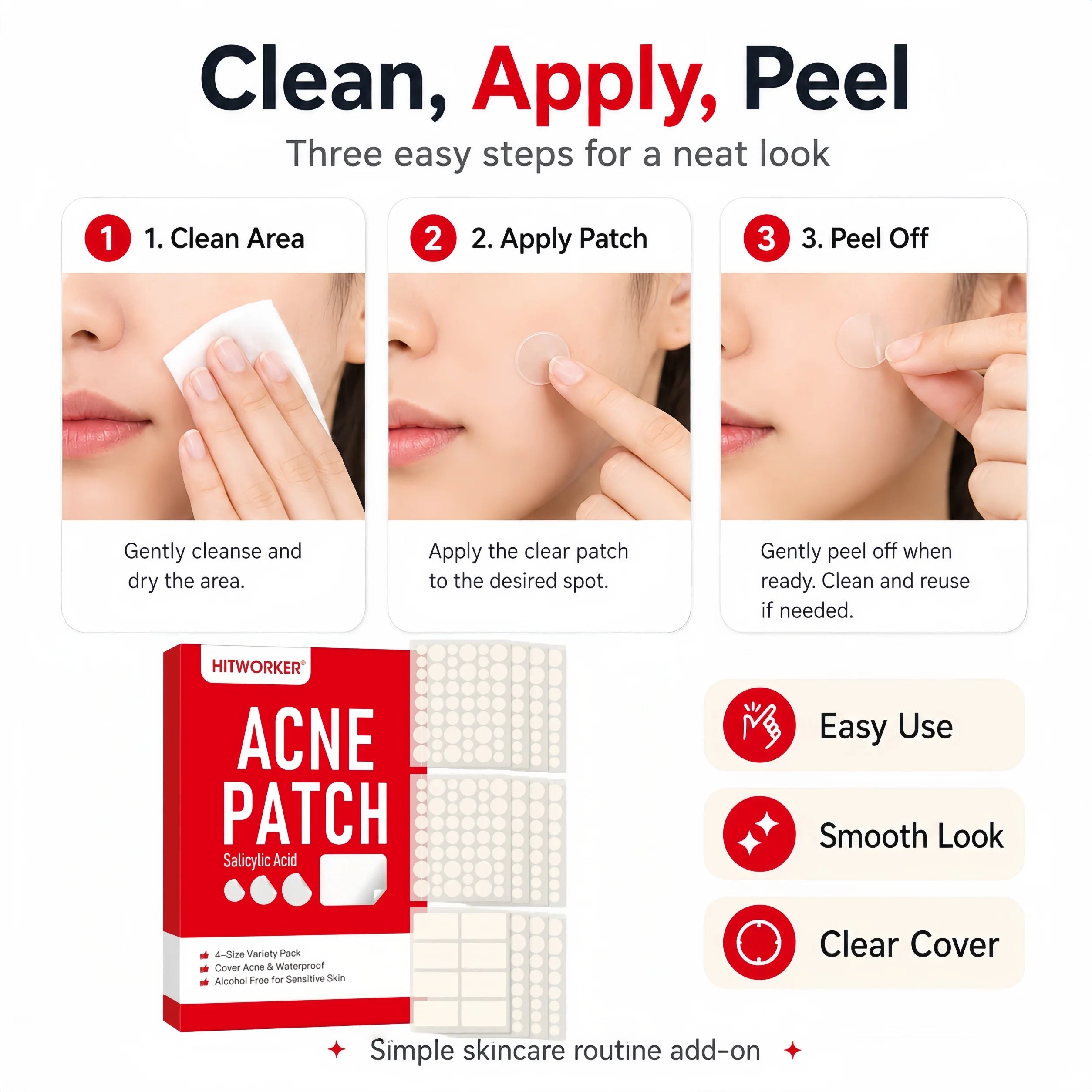 536Pcs/Box High-Quality Transparent Hydrogel Acne Removing Patch, Alcohol-Free, Mild and Non-Irritating, Deep Cleaning Patch
