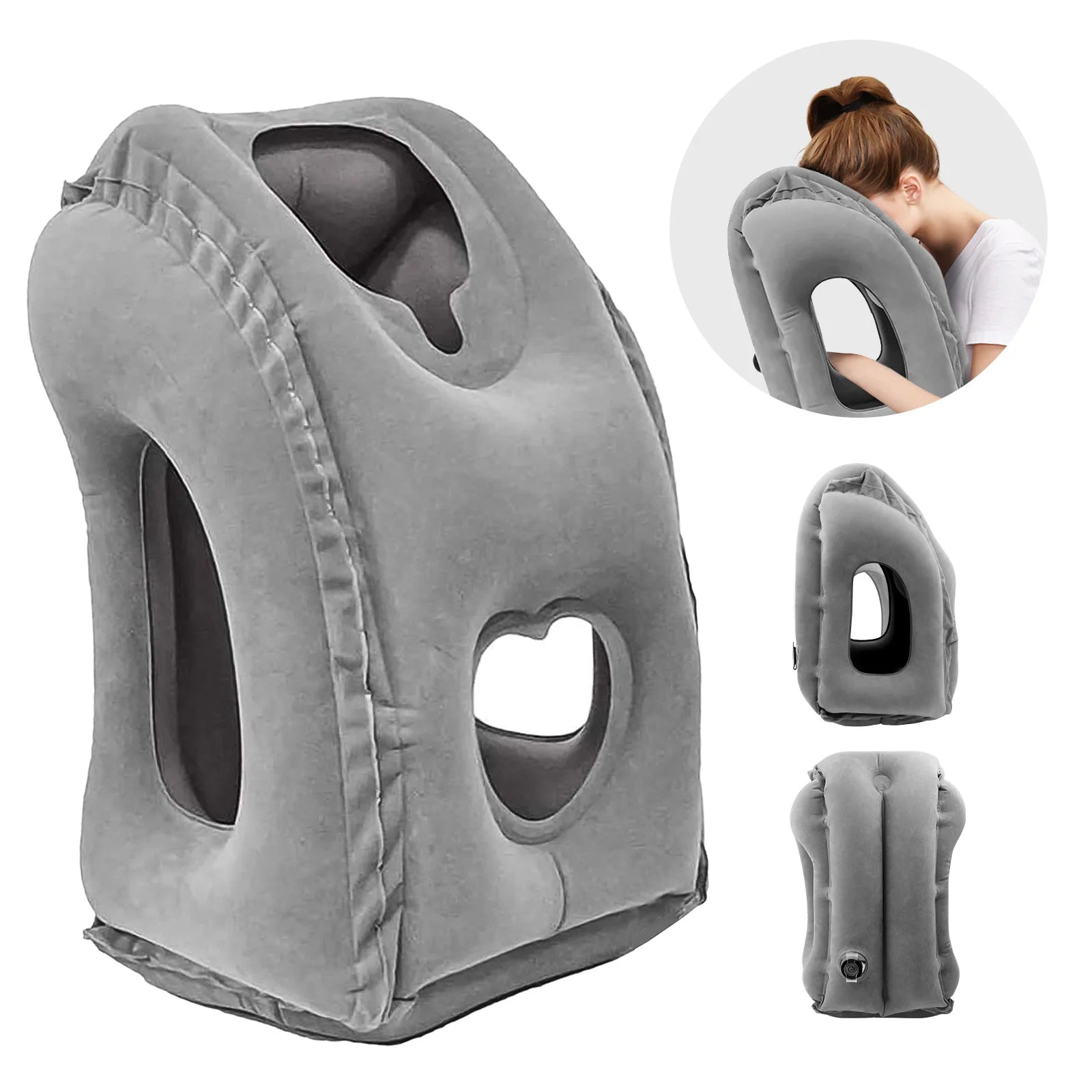 1pc Inflatable Travel Pillow Airplane Pillow With Patented Valve Design Neck Head Support Travel Accessories