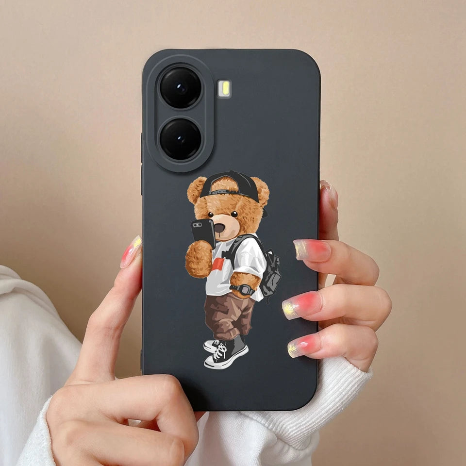 For Xiaomi Poco X7 Pro Case Lovely Bear Love Heart Shockproof Anti-fall Antifouling Luxury Shell For xiaomi poco x7 pro Coque