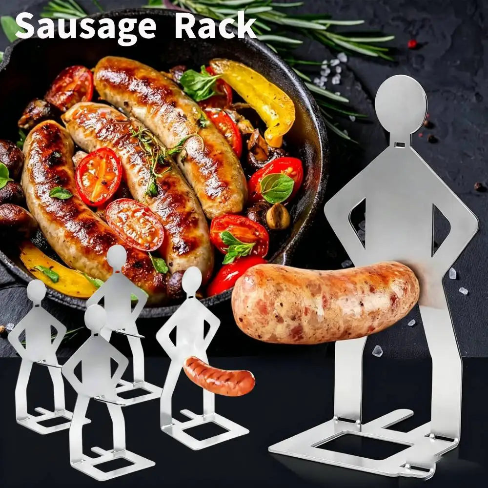1-5PCS BBQ Sausage Holder Stainless Steel Sausage Roaster Reusable Hot Dog Grill for Outdoor Camping Novelty Party Camping Gifts