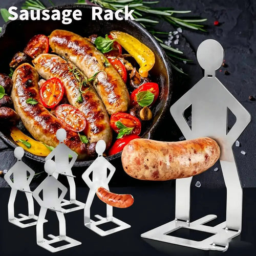 1-5PCS BBQ Sausage Holder Stainless Steel Sausage Roaster Reusable Hot Dog Grill for Outdoor Camping Novelty Party Camping Gifts