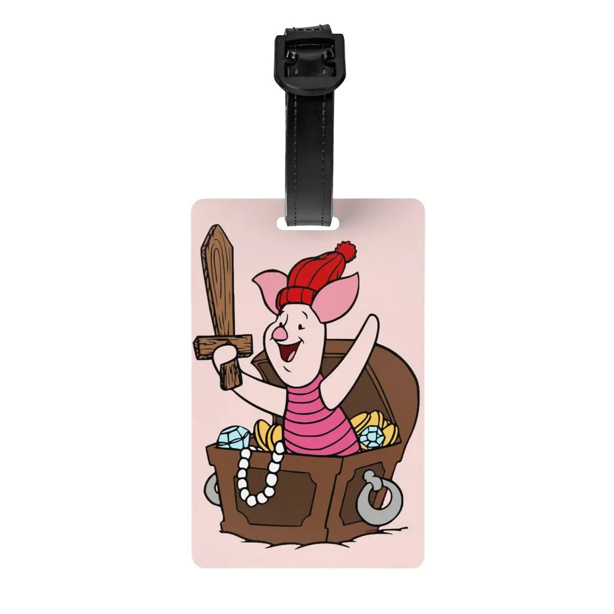 Custom Happy P-Piglets Anime Big Movie Luggage Tag With Name Card Privacy Cover ID Label for Travel Bag Suitcase