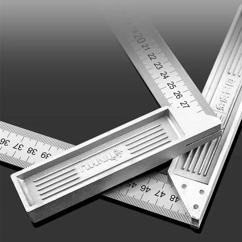 Aluminum Alloy Square Ruler Right Angle 90 Turning Ruler Woodworking Ruler Steel Turning Ruler Measuring Tools Gauge