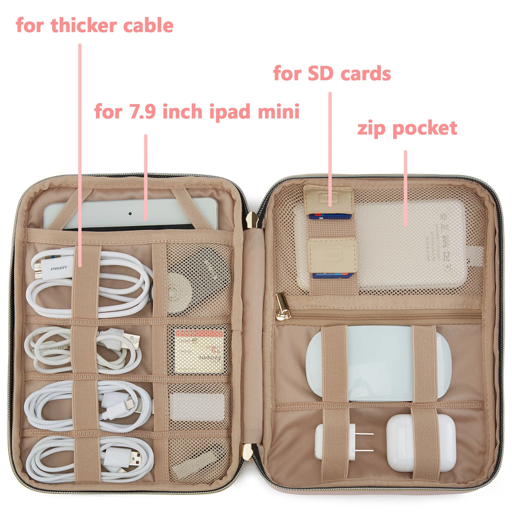 BAGSMART Travel Cable Organizer Waterproof Travel Gadget Pouch Charge Power Bank Ipad Headphone Organizer travel essentials