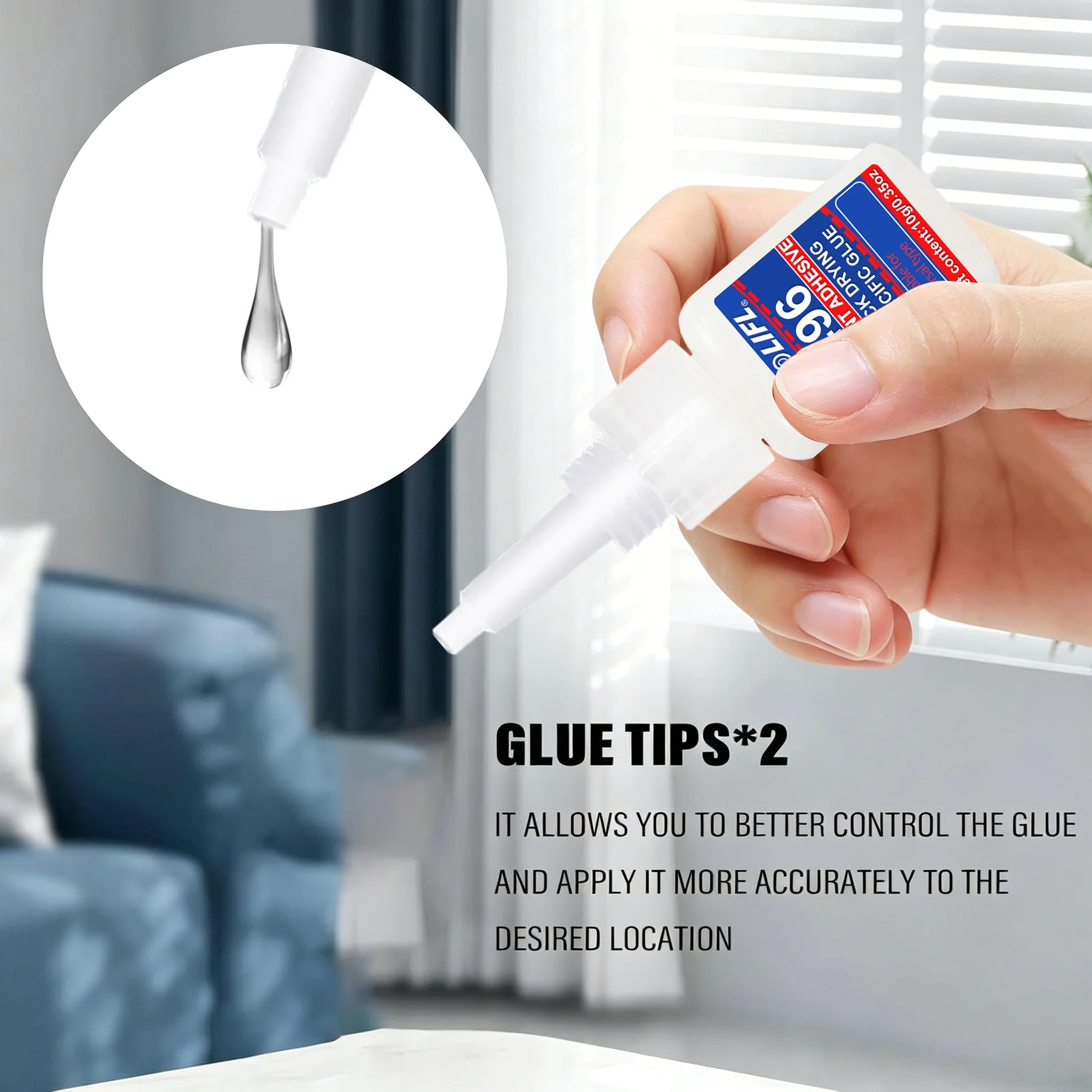 Loolifl Quick-Drying Glue, Dries in 3 Seconds Without Turning White, Strong Adhesive in Just One Step! Compatible with Metal, Plastic, and Wood, Resistant to High and Low Temperatures, Anti-Aging, Precise Application Without
