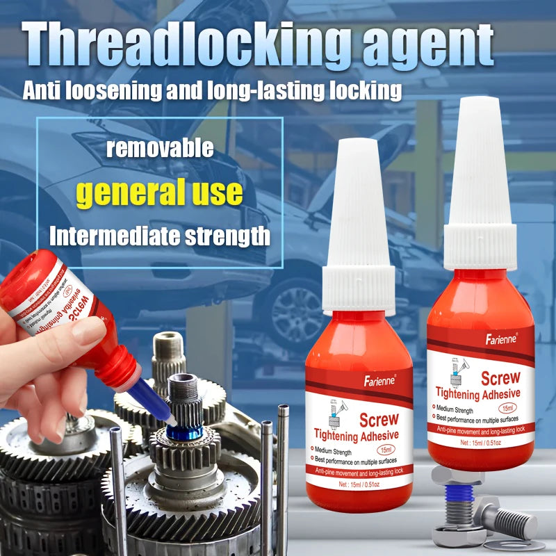 High Strength Thread Locking Adhesive Removable Screw Tightening Glue Anti Loose For Auto Gear Bearing Metal Pipe Joint Repair