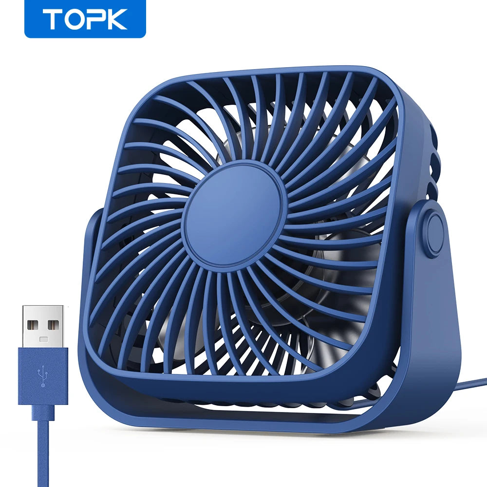 4Inch USB Mini Portable Fan for Camping,3 Speeds Quiet Desk Table Personal Fan,360°Adjustment Standing Fans for Room Home